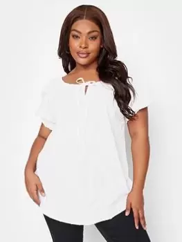 Yours Sb Gypsy Top White Dobby, Black, Size 20, Women