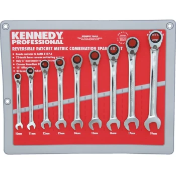 Kennedy-pro - Reversible Combination Spanner Set 9PC