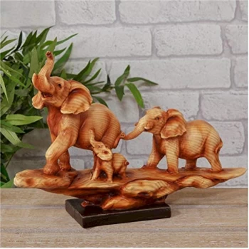 Naturecraft Wood Effect Resin Figurine - Elephant Family