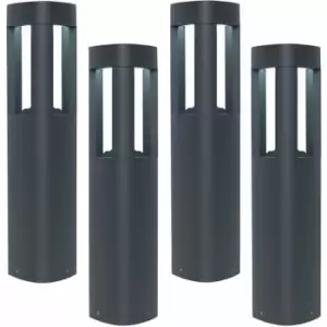 Loops - 4 pack Outdoor Post Bollard Light Grey Triangle Modern Driveway Path Lamp led