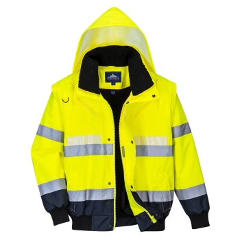 Glowtex 3 in 1 Hi Vis Bomber Jacket Yellow / Navy L