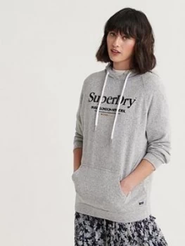 Superdry Super Soft Graphic Hoodie - Grey, Size 6, Women