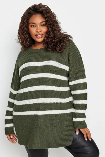 Yours Printed Knitted Jumper Green