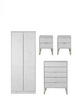 Swift Marbella Ready Assembled 4 Piece Package - 2 Door Wardrobe, 5 Drawer Chest And 2 Bedside Chests