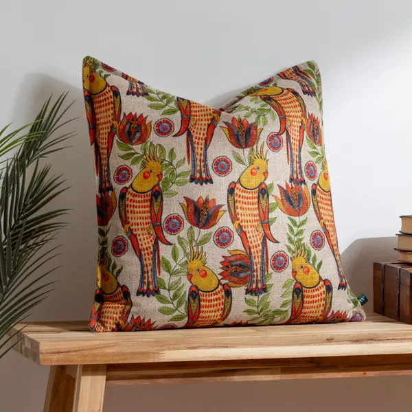 Akamba Cockatiels Cushion Orange / 50 x 50cm / Polyester Filled