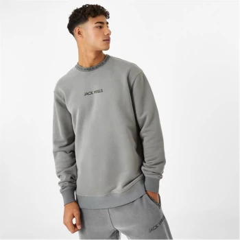 Jack Wills Jacquard Crew Sweatshirt - Washed Khaki