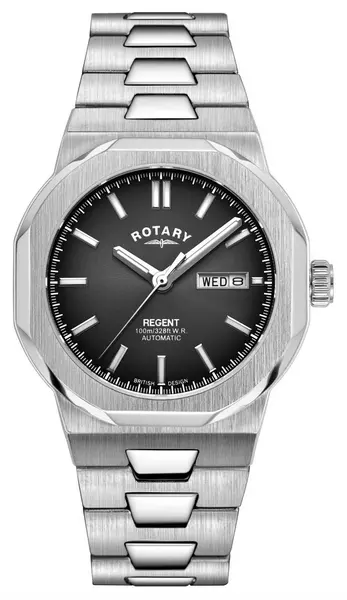 Rotary GB05490/04 Regent Black Dial Stainless Steel Watch