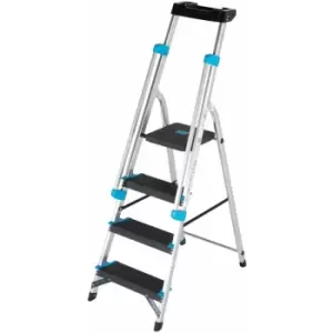 Loops - 0.8m xl Platform Step Ladders 4 Tread Anti Slip Steps & Tool Tray Aluminium