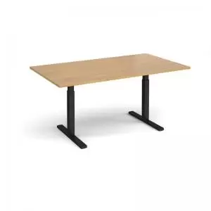 Elev8 Touch boardroom table 1800mm x 1000mm - Black frame and oak top