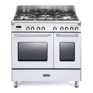 DeLonghi DVTR906DFWH 90cm Vintage Twin Cavity Dual Fuel Range Cooker W