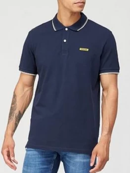 Jack & Jones London Rubber Logo Polo Shirt - Navy Blazer Size M Men