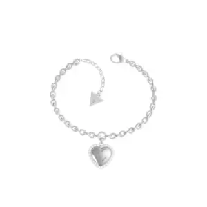 Rhodium 4G Logo Heart Crystals Bracelet UBB01077RHL