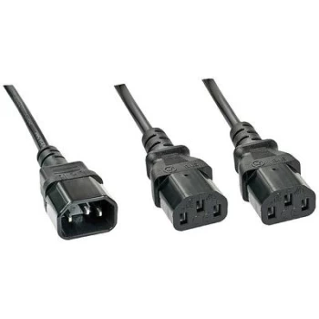 LINDY Current Y cable [1x IEC C14 plug - 2x IEC C13 socket ] 1m Black