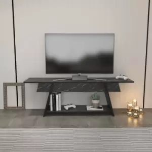 Lanca 120 Cm Scandinavian Style tv Stand Media Centre tv Stand tv Unit tv Cabinet Up To 55 TVs-Black Marble Effect - Decorotika