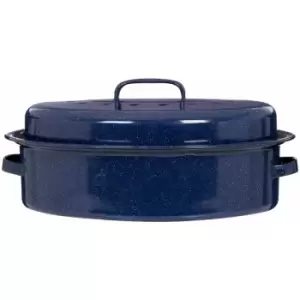 Premier Housewares - Oval Self Blue Enamel Basting Roaster