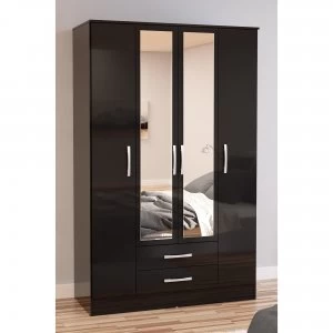 Lynx 4 Door 2 Drawer Wardrobe with Mirror