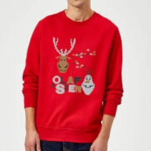 Disney Frozen Christmas Olaf And Snowmens Red Christmas Sweatshirt - XL - Red