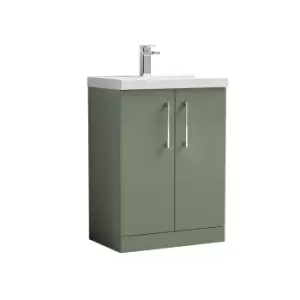 Nuie Arno 600mm Floor Standing 2 Door Vanity & Basin 1 Satin Green