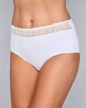 Cotton Traders Womens 5 Pack Lace Full Knickers in White