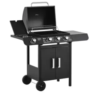 Outsunny Deluxe Gas Barbecue Grill 3+1 Burner Garden Bbq With Large Cooking Area - Black