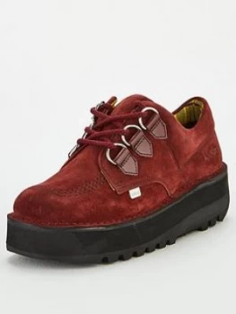 Kickers Kick Lo Creepy Wedge Shoes - Burgundy