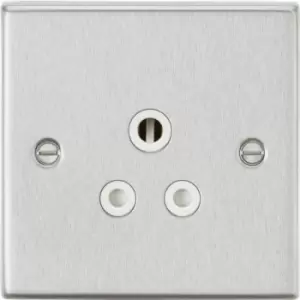 KnightsBridge 5A Unswitched Socket - Square Edge Brushed Chrome Finish with White Insert