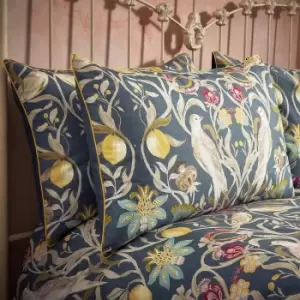 Liberty Traditional Floral Piped Pillowcase Pair Navy