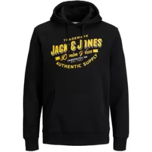 Jack and Jones Logo Hood Sweat - Black