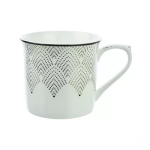 Fine Bone China Mug with Fan Dot Detail Black and Gold