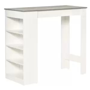 Homcom Bar Table With Built In 4 Tier Shelf Grey