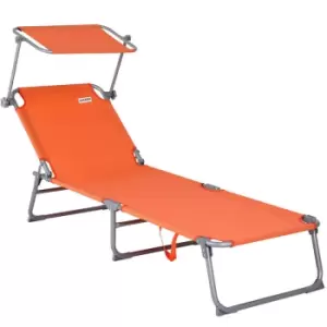 Folding Sun Lounger Steamer Chair Sun Shade Bed Outdoor Garden Loungers Beach 2x orange (de)