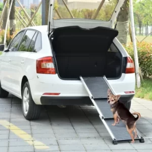 PawHut Dogs Non-Slip Aluminium Alloy Lightweight Dog Ramp Black