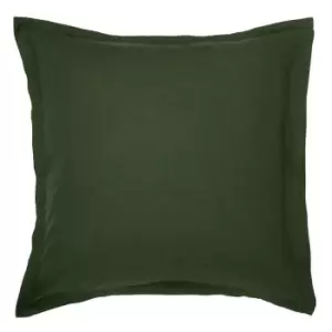 Linen Cotton Square Pillowcase Green - Cream