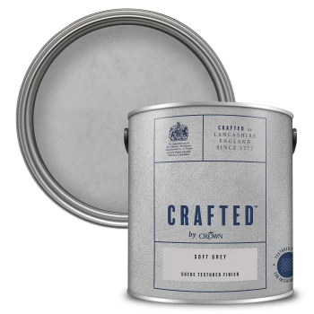 CRAFTED by Crown Suede Textured Matt Emulsion Interior Wall Paint - Soft Grey - 2.5L