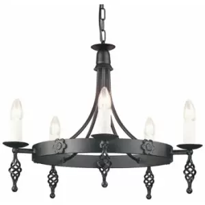 5 Bulb Chandelier Light Medieval Style Scroll Finials Black LED E14 60W