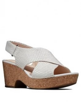 Clarks Maritsa Lara Leather Wedge Sandal - White Snake