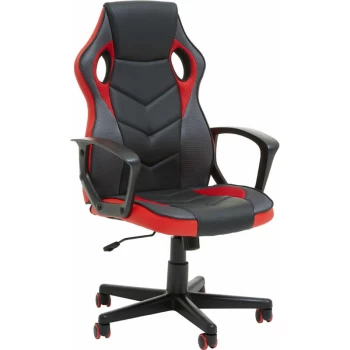 Premier Housewares - Black and Red PU Home Office Chair