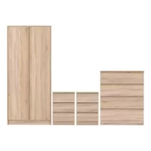 Seconique Malvern 2 Door Wardrobe Bedroom Set - Sonoma Oak Effect