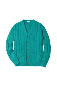 Cotton Cable Knit Button-Through Cardigan