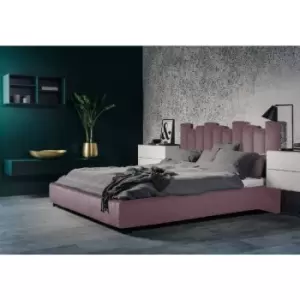 Glexton Upholstered Beds - Plush Velvet, Small Double Size Frame, Pink - Pink