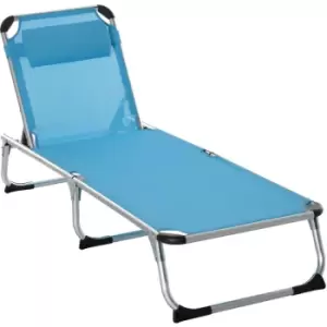 Folding Outdoor Reclining Sun Lounger Chair Aluminium Frame Blue - Outsunny