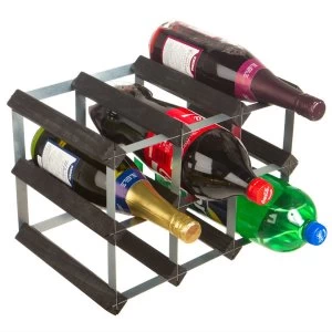 RTA 9-Bottle Wooden Wine Rack Ash