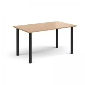 Rectangular Black radial leg meeting table 1400mm x 800mm - beech