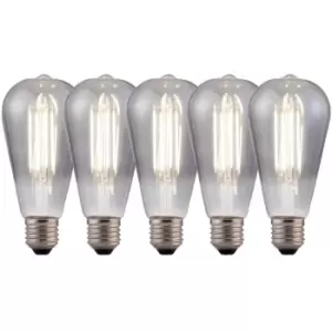 Harperliving - Harper Living 8 Watts ST64 E27 LED Bulb Smoked Cool White Dimmable, Pack of 5