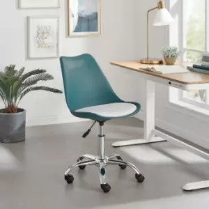 Furniture Box Oslo Teal and White Faux Leather Office Chair