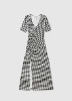 Baum Und Pferdgarten Womens Jeanette Ruched Check Dress In Black White Check