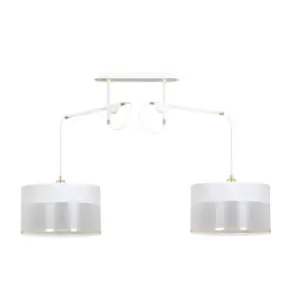 Monolit White Pendant Ceiling Light with Black, Gold Fabric Shades, 2x E-27