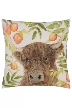 Grove Highland Cow Hand Painted Polyester Filled Cushion