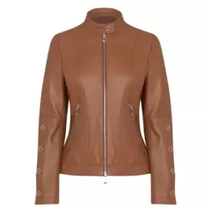 Hugo Lisaka Leather Jacket - Orange