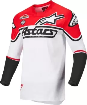 Alpinestars Racer Flagship Motocross Jersey, white-red Size M white-red, Size M